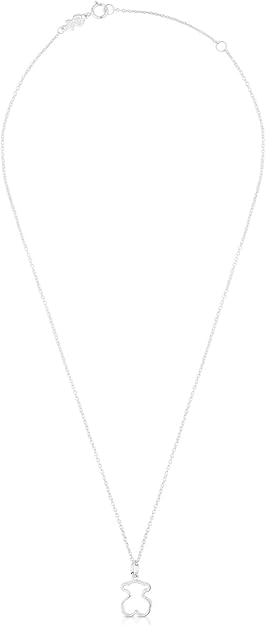 TOUS Collar de Plata de Primera Ley para Mujer con Colgante de Oso de 12 mm, 45 cm de Largo, Delicado y Elegante, Colección Galaxy
