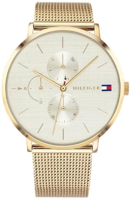 Tommy Hilfiger Reloj Analógico de Cuarzo multifunción para mujer con correa de malla de acero inoxidable dorado - 1781943