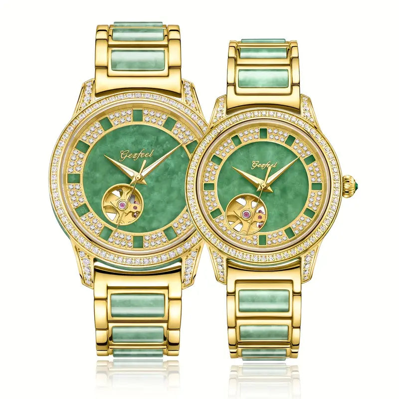 1pc Reloj Mecánico Automático Hueco con pedrería, Reloj de pulsera de moda