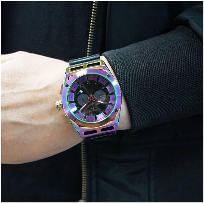 Diesel Reloj para hombre Rasp, movimiento de tres manecillas, 46mm Caja de acero negro con correa de piel, DZ1764