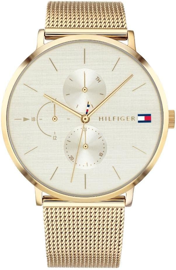 Tommy Hilfiger Reloj Analógico de Cuarzo multifunción para mujer con correa de malla de acero inoxidable dorado - 1781943