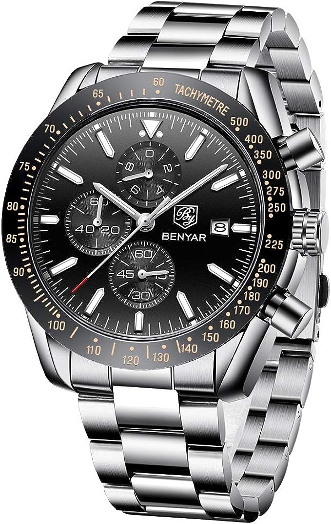 BENYAR Cuarzo cronógrafo Impermeable Relojes Business Casual Deporte Reloj de Pulsera
