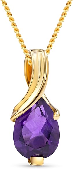 MIORE collar para mujer en oro blanco- oro amarillo de 9 kt 375 con gema Zafiro, rubí Esmeralda, Topacio, Amatista, Aguamarina forma de pera en colgante