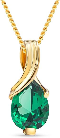MIORE collar para mujer en oro blanco- oro amarillo de 9 kt 375 con gema Zafiro, rubí Esmeralda, Topacio, Amatista, Aguamarina forma de pera en colgante