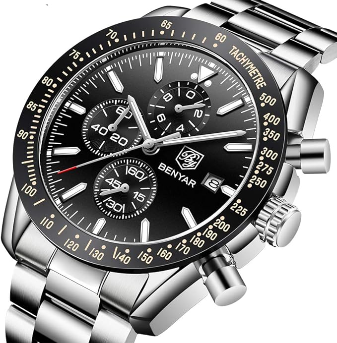 BENYAR Cuarzo cronógrafo Impermeable Relojes Business Casual Deporte Reloj de Pulsera
