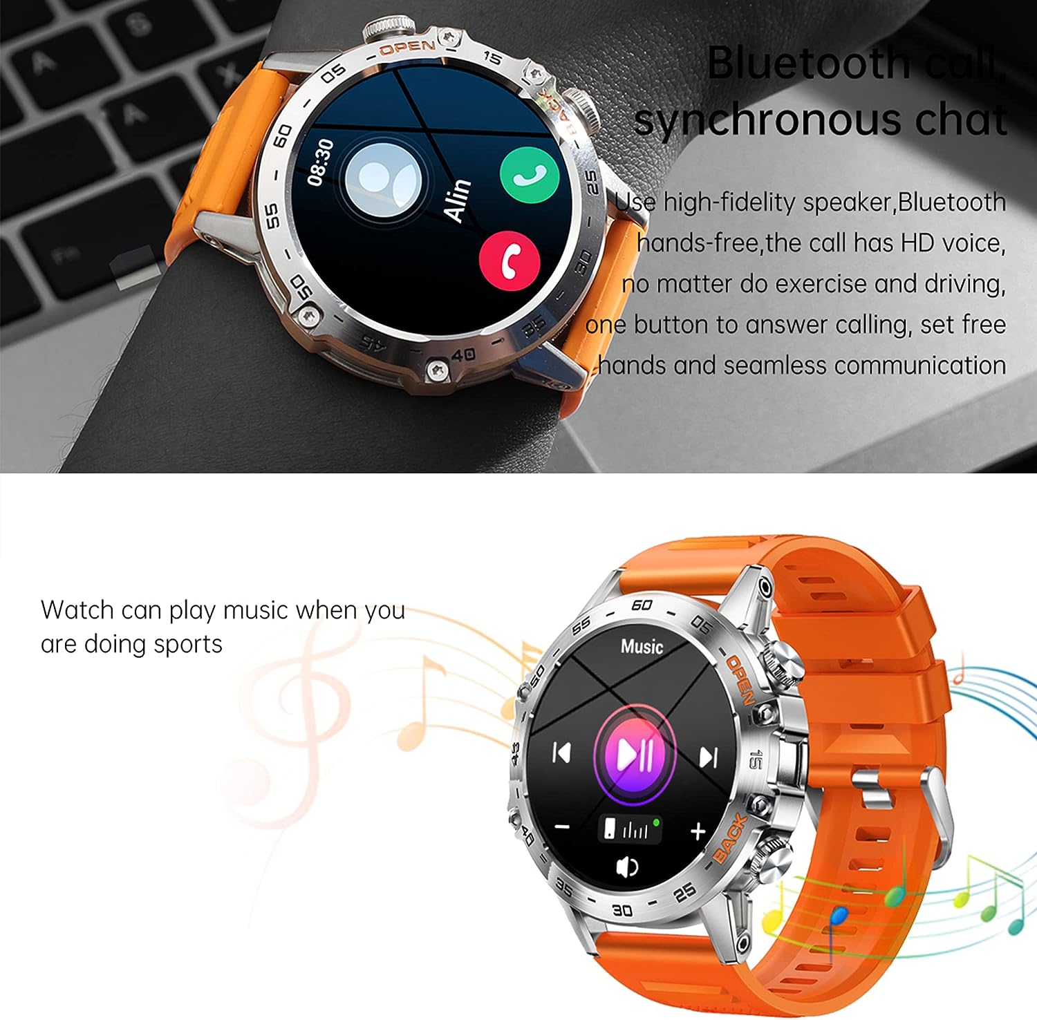 Reloj Inteligente Hombre con Llamada y Whatsapp, 1,39" AMOLED 5ATM Impermeable Reloj Smartwatch 123 Deportivo Hombre con Monitor Sueño, Oxígeno Sanguíneo, Podómetro, Pulsómetro Android iOS (Plata)
