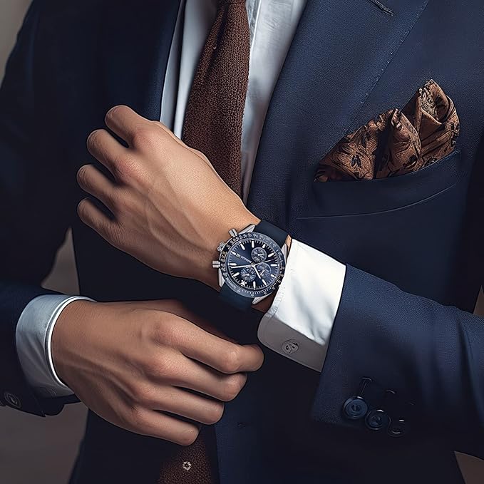 BERSIGAR Men's Quartz Analog Chronograph Watch Fashion Design 30m Waterproof Elegant Gift for Men 