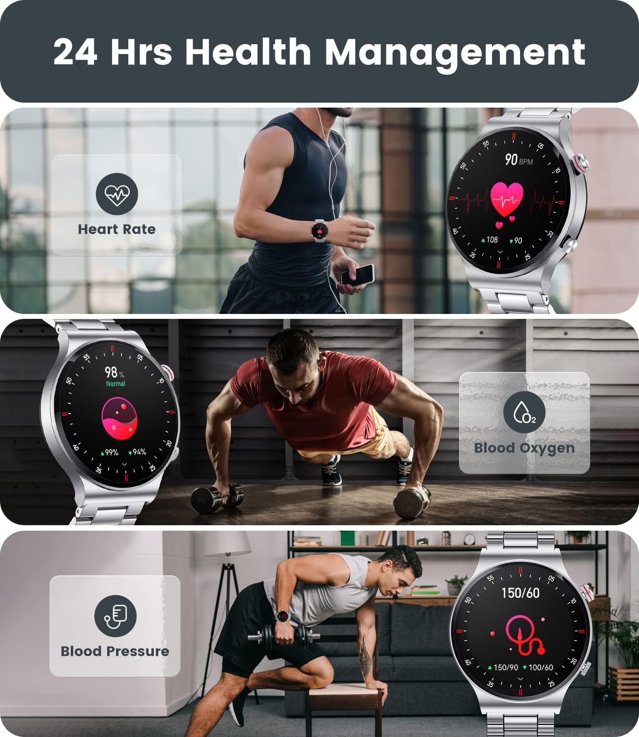 SUNKTA Reloj Inteligente Hombre con Llamadas y Asistente Voz, 1.39'' Smartwatch con 2 Correas, Música, 100+ Modos Deportes, Pulsómetro, Notificaciones Inteligentes Reloj Deportivo para Android iOS