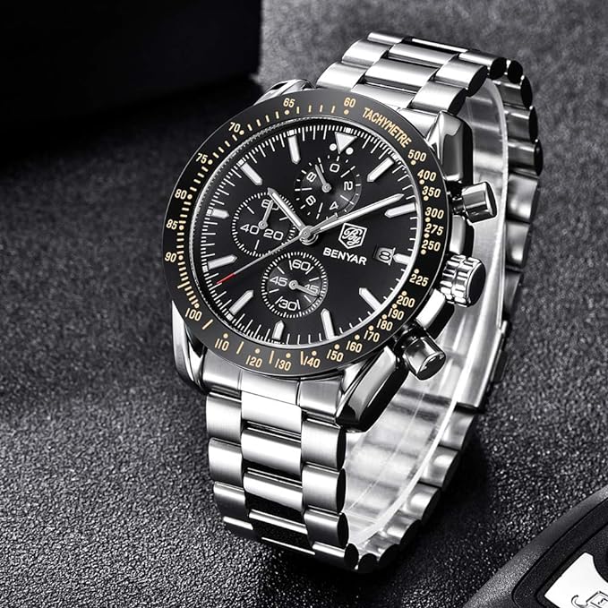 BENYAR Cuarzo cronógrafo Impermeable Relojes Business Casual Deporte Reloj de Pulsera