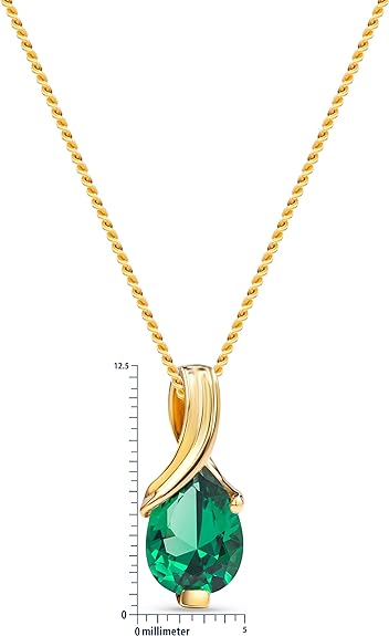 MIORE collar para mujer en oro blanco- oro amarillo de 9 kt 375 con gema Zafiro, rubí Esmeralda, Topacio, Amatista, Aguamarina forma de pera en colgante