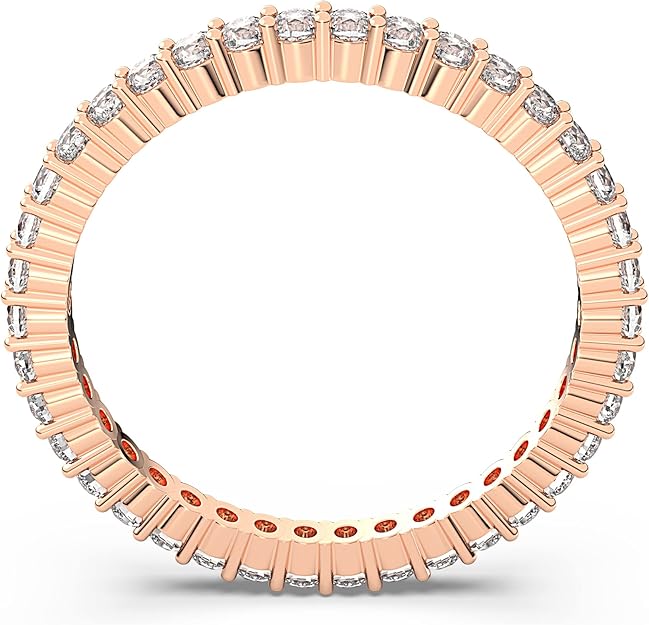 Swarovski Anillo Vittore, Talla redonda, Blanco, Baño tono oro rosa