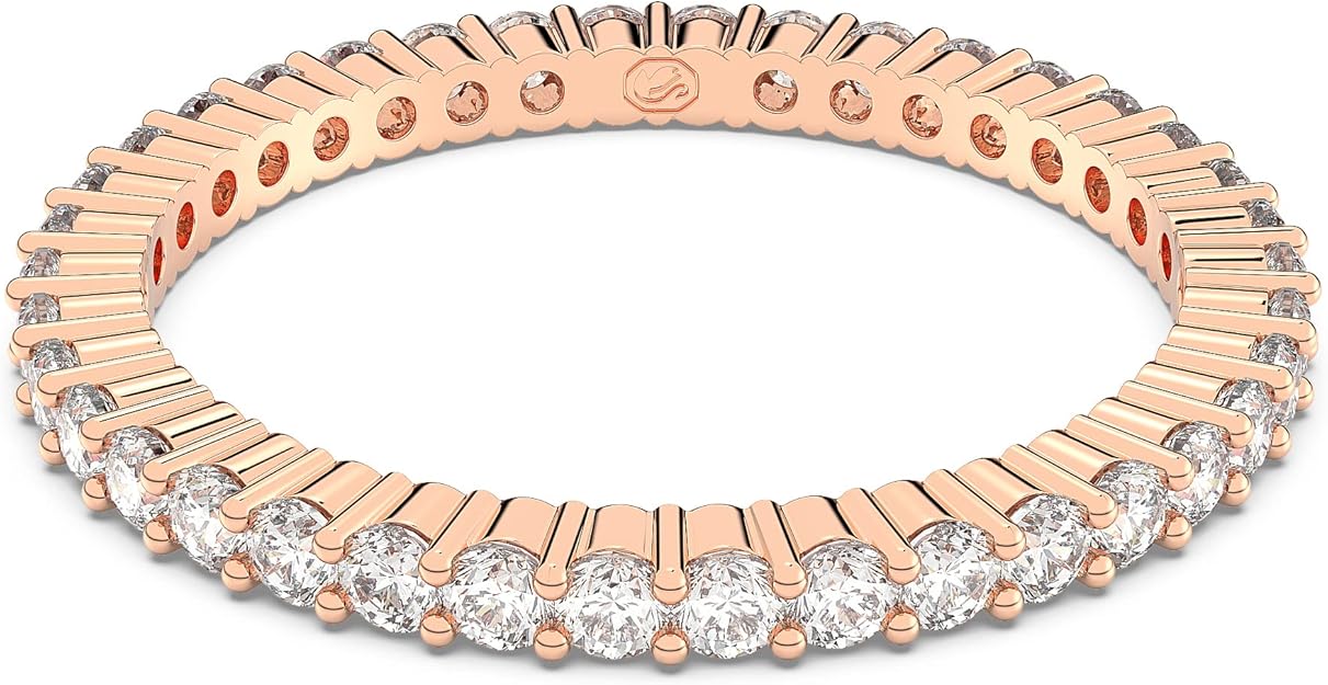 Swarovski Anillo Vittore, Talla redonda, Blanco, Baño tono oro rosa
