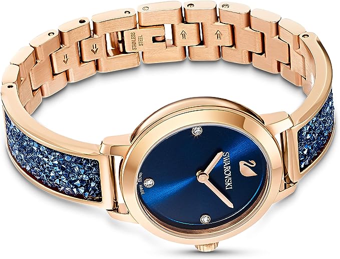 Swarovski Reloj Cosmic Rock, Brazalete de Metal, Azul, Pvd Tono Oro Rosa