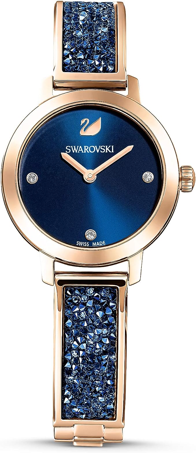 Swarovski Reloj Cosmic Rock, Brazalete de Metal, Azul, Pvd Tono Oro Rosa