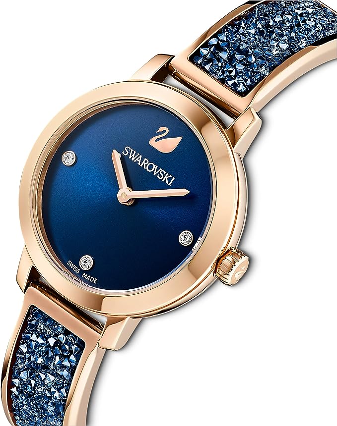 Swarovski Reloj Cosmic Rock, Brazalete de Metal, Azul, Pvd Tono Oro Rosa