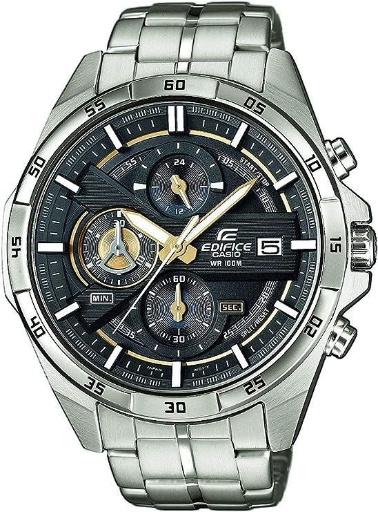Casio EDIFICE Reloj en caja sólida, 10 BAR, Dorado/Negro, para Hombre, con Correa de Acero inoxidable, EFR-556D-1AVUEF