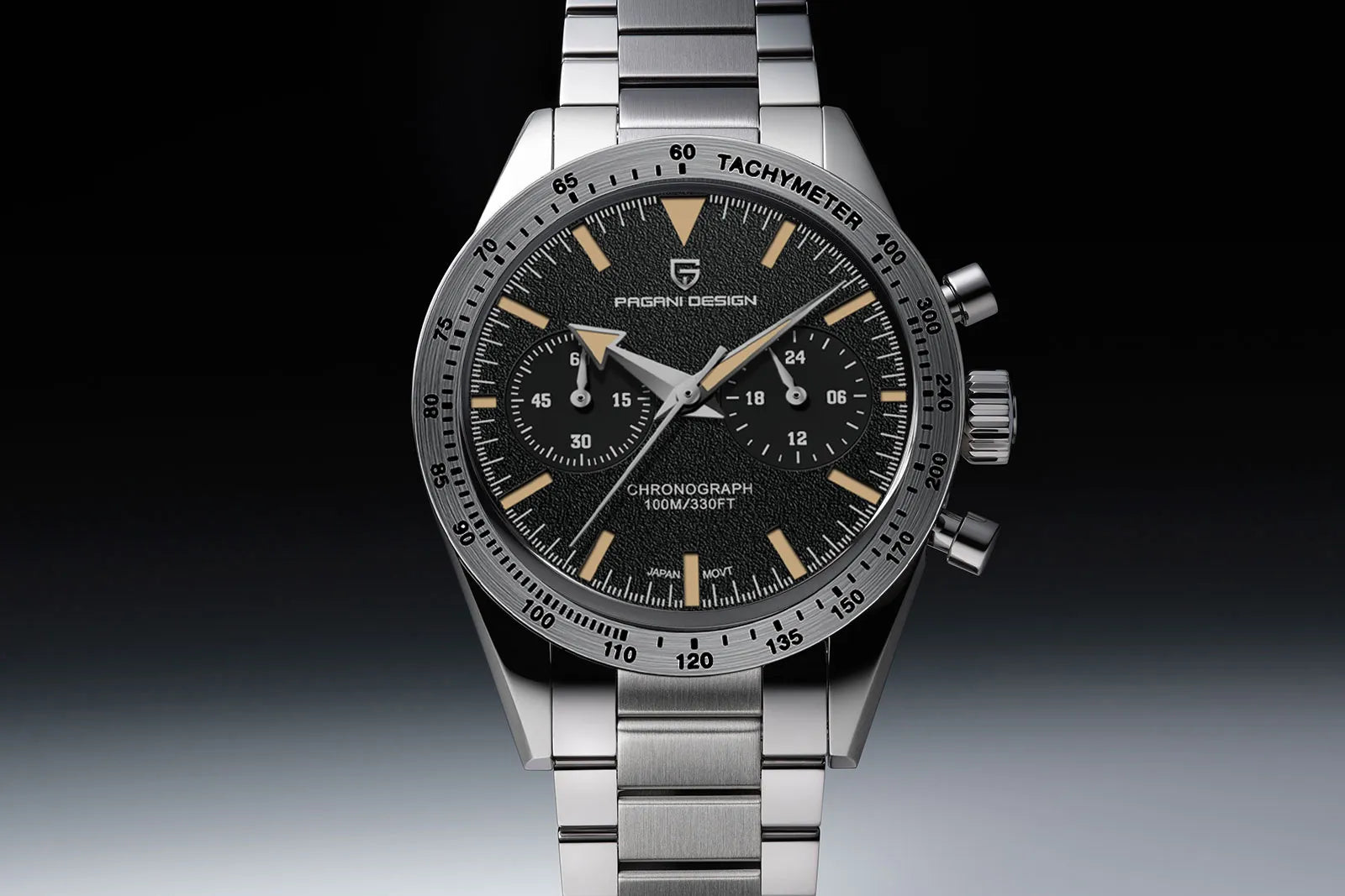 PAGANI DESIGN-reloj analógico de acero inoxidable para hombre, accesorio de pulsera de cuarzo resistente al agua con cronógrafo AR Sapphire VK64, complemento masculino deportivo de estilo Retro luminoso, 2023